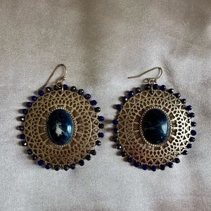 Handmade Blue Faux Stone Dangle Earrings